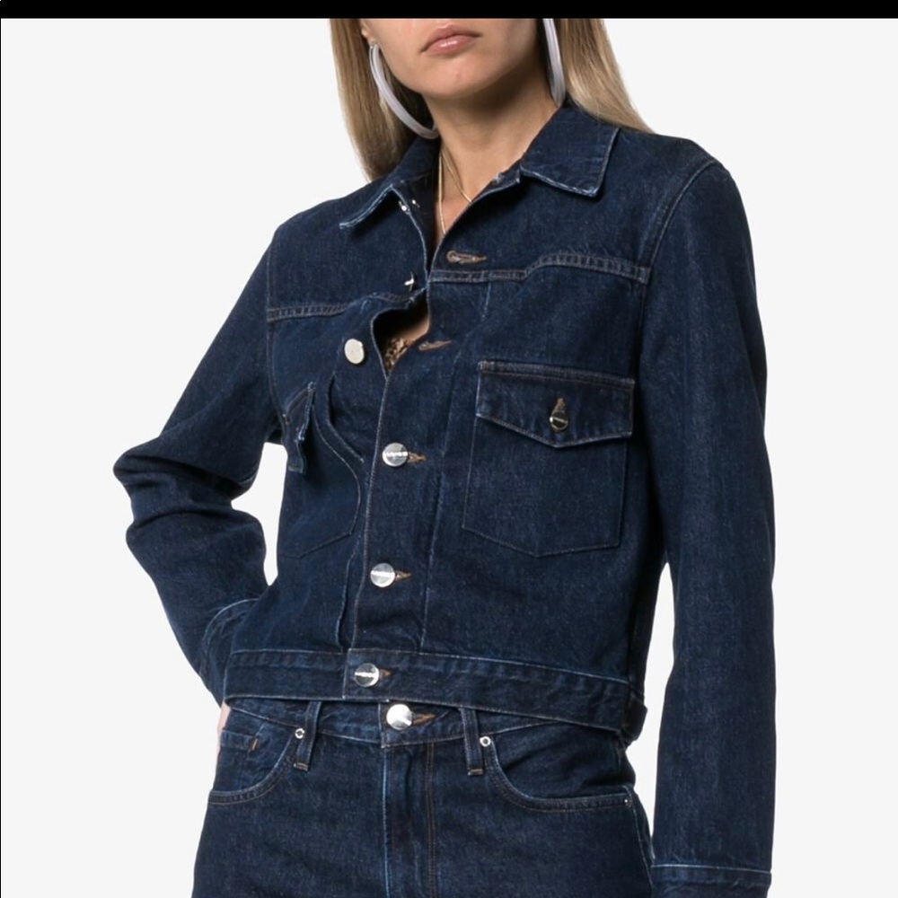 Goldsign The Pleat Cropped Denim Jacket